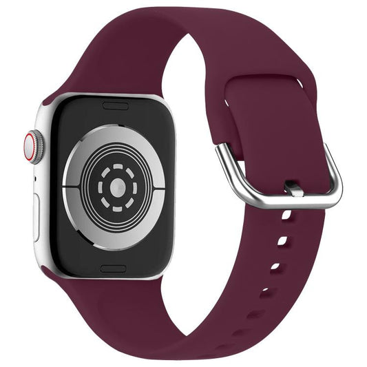 For Apple Watch 42mm / 41mm / 40mm / 38mm Kalebol Metal Pin Buckle Silicone Watch Band(Wine Red) by Kalebol