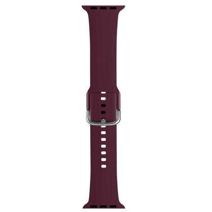 For Apple Watch 42mm / 41mm / 40mm / 38mm Kalebol Metal Pin Buckle Silicone Watch Band(Wine Red) by Kalebol