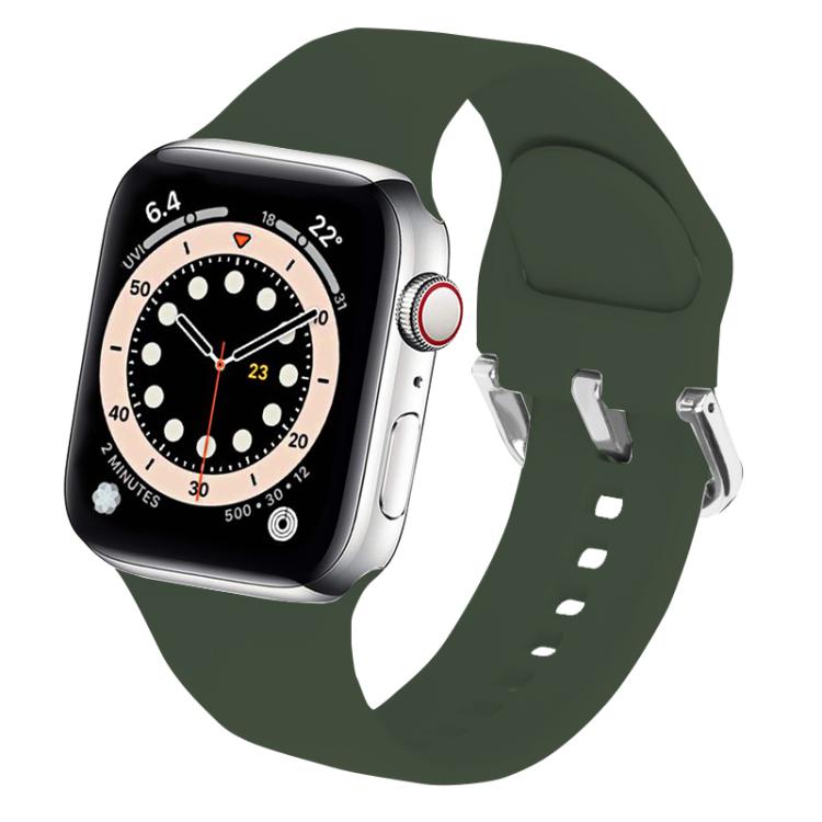 For Apple Watch 42mm / 41mm / 40mm / 38mm Kalebol Metal Pin Buckle Silicone Watch Band(Army Green) by Kalebol