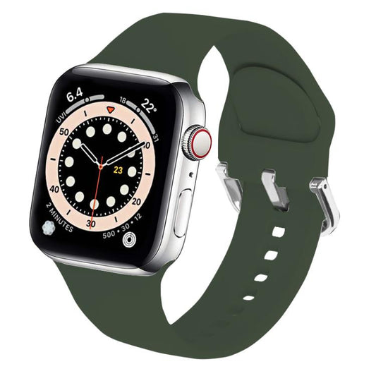 For Apple Watch 42mm / 41mm / 40mm / 38mm Kalebol Metal Pin Buckle Silicone Watch Band(Army Green) by Kalebol