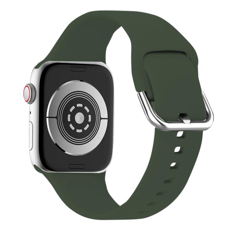 For Apple Watch 42mm / 41mm / 40mm / 38mm Kalebol Metal Pin Buckle Silicone Watch Band(Army Green) by Kalebol