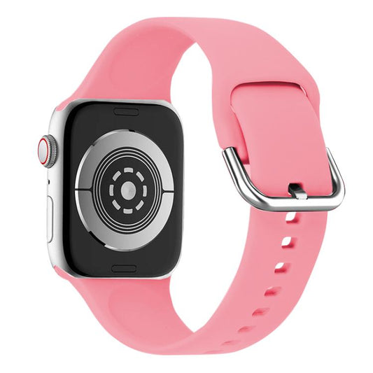 For Apple Watch 42mm / 41mm / 40mm / 38mm Kalebol Metal Pin Buckle Silicone Watch Band(Bright Pink) by Kalebol