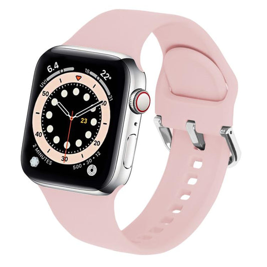 For Apple Watch 42mm / 41mm / 40mm / 38mm Kalebol Metal Pin Buckle Silicone Watch Band(Light Pink) by Kalebol
