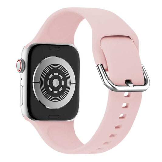 For Apple Watch 42mm / 41mm / 40mm / 38mm Kalebol Metal Pin Buckle Silicone Watch Band(Light Pink) by Kalebol