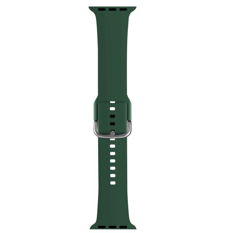 For Apple Watch 42mm / 41mm / 40mm / 38mm Kalebol Metal Pin Buckle Silicone Watch Band(Dark Green) by Kalebol