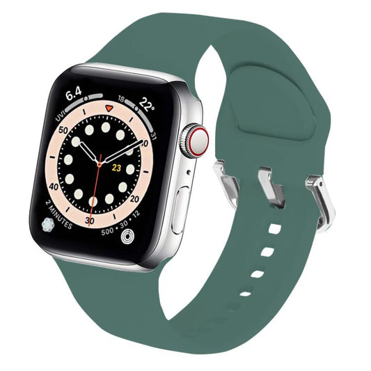 For Apple Watch 42mm / 41mm / 40mm / 38mm Kalebol Metal Pin Buckle Silicone Watch Band(Pine Green) by Kalebol