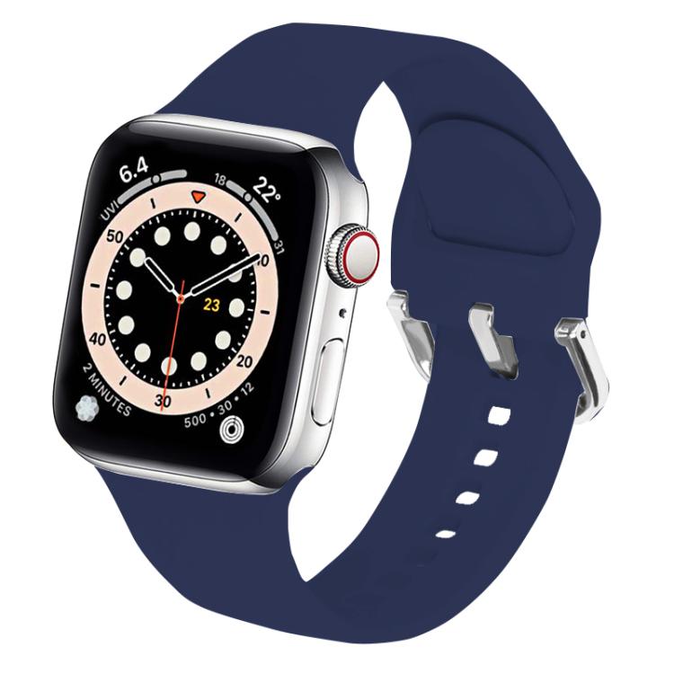 For Apple Watch 42mm / 41mm / 40mm / 38mm Kalebol Metal Pin Buckle Silicone Watch Band(Dark Blue) by Kalebol