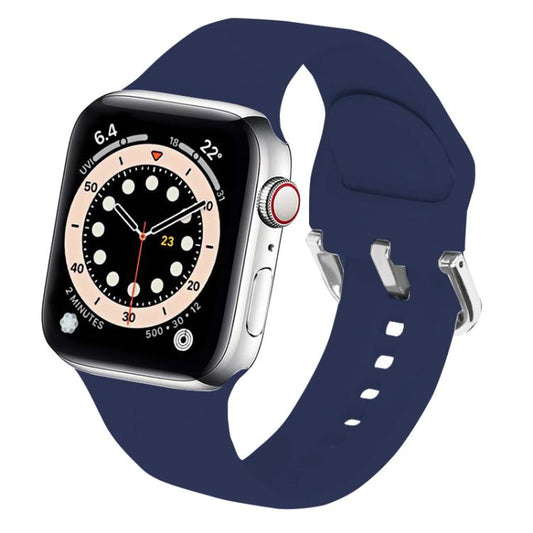 For Apple Watch 42mm / 41mm / 40mm / 38mm Kalebol Metal Pin Buckle Silicone Watch Band(Dark Blue) by Kalebol