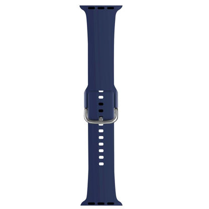 For Apple Watch 42mm / 41mm / 40mm / 38mm Kalebol Metal Pin Buckle Silicone Watch Band(Dark Blue) by Kalebol