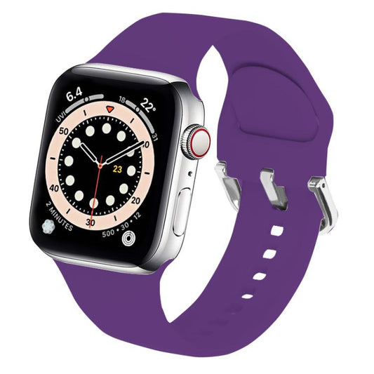 For Apple Watch 42mm / 41mm / 40mm / 38mm Kalebol Metal Pin Buckle Silicone Watch Band(Dark Purple) by Kalebol