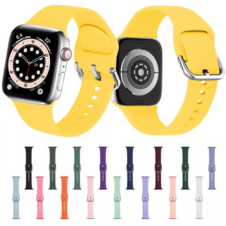 For Apple Watch 42mm / 41mm / 40mm / 38mm Kalebol Metal Pin Buckle Silicone Watch Band(Orange) by Kalebol