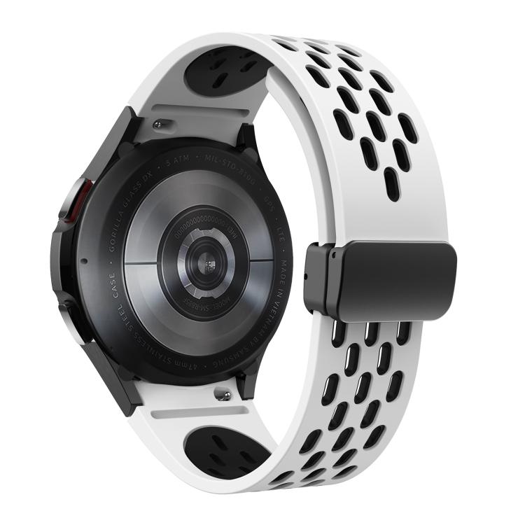 For Samsung Galaxy Watch 4 / 5 / 6 Kalebol Two-color Mesh Magnetic Black Buckle Silicone Strap(White Black) by Kalebol