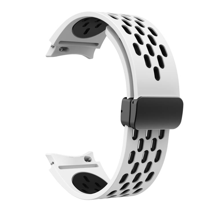 For Samsung Galaxy Watch 4 / 5 / 6 Kalebol Two-color Mesh Magnetic Black Buckle Silicone Strap(White Black) by Kalebol