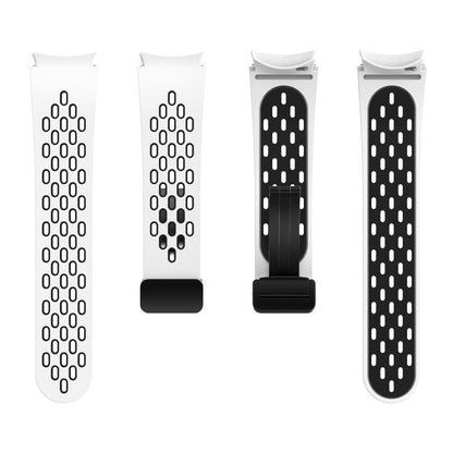 For Samsung Galaxy Watch 4 / 5 / 6 Kalebol Two-color Mesh Magnetic Black Buckle Silicone Strap(White Black) by Kalebol