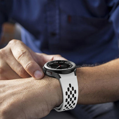 For Samsung Galaxy Watch 4 / 5 / 6 Kalebol Two-color Mesh Magnetic Black Buckle Silicone Strap(White Black) by Kalebol