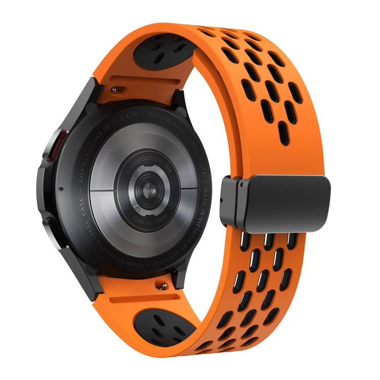 For Samsung Galaxy Watch 4 / 5 / 6 Kalebol Two-color Mesh Magnetic Black Buckle Silicone Strap(Orange Black) by Kalebol