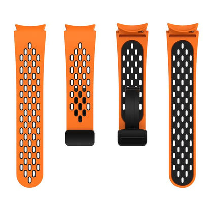 For Samsung Galaxy Watch 4 / 5 / 6 Kalebol Two-color Mesh Magnetic Black Buckle Silicone Strap(Orange Black) by Kalebol