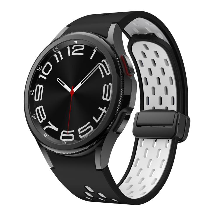 For Samsung Galaxy Watch 4 / 5 / 6 Kalebol Two-color Mesh Magnetic Black Buckle Silicone Strap(Black White) by Kalebol