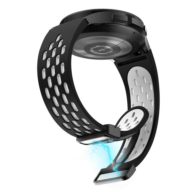 For Samsung Galaxy Watch 4 / 5 / 6 Kalebol Two-color Mesh Magnetic Black Buckle Silicone Strap(Black White) by Kalebol
