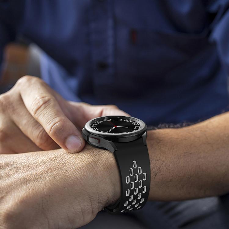 For Samsung Galaxy Watch 4 / 5 / 6 Kalebol Two-color Mesh Magnetic Black Buckle Silicone Strap(Black White) by Kalebol