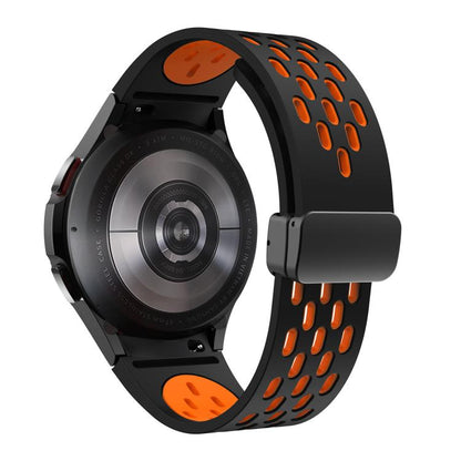 For Samsung Galaxy Watch 4 / 5 / 6 Kalebol Two-color Mesh Magnetic Black Buckle Silicone Strap(Black Orange) by Kalebol