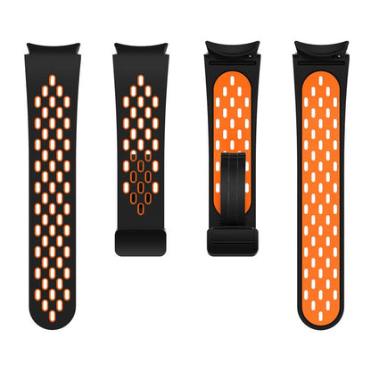 For Samsung Galaxy Watch 4 / 5 / 6 Kalebol Two-color Mesh Magnetic Black Buckle Silicone Strap(Black Orange) by Kalebol