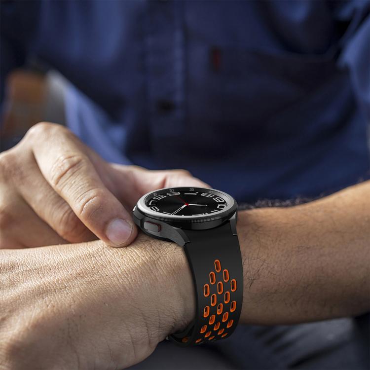 For Samsung Galaxy Watch 4 / 5 / 6 Kalebol Two-color Mesh Magnetic Black Buckle Silicone Strap(Black Orange) by Kalebol