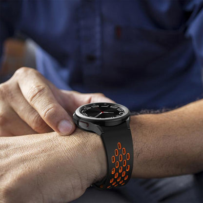 For Samsung Galaxy Watch 4 / 5 / 6 Kalebol Two-color Mesh Magnetic Black Buckle Silicone Strap(Black Orange) by Kalebol