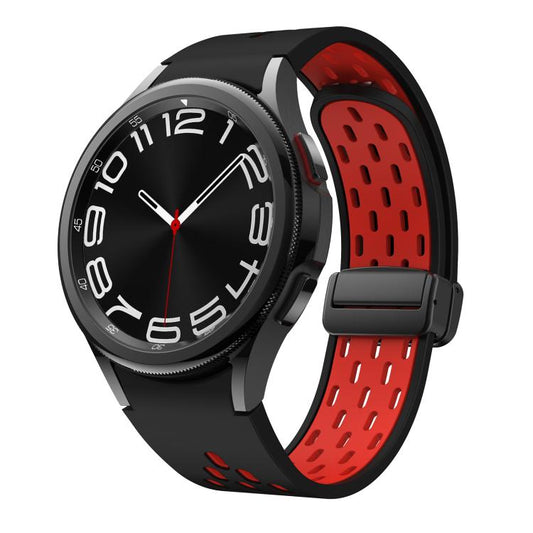 For Samsung Galaxy Watch 4 / 5 / 6 Kalebol Two-color Mesh Magnetic Black Buckle Silicone Strap(Black Red) by Kalebol
