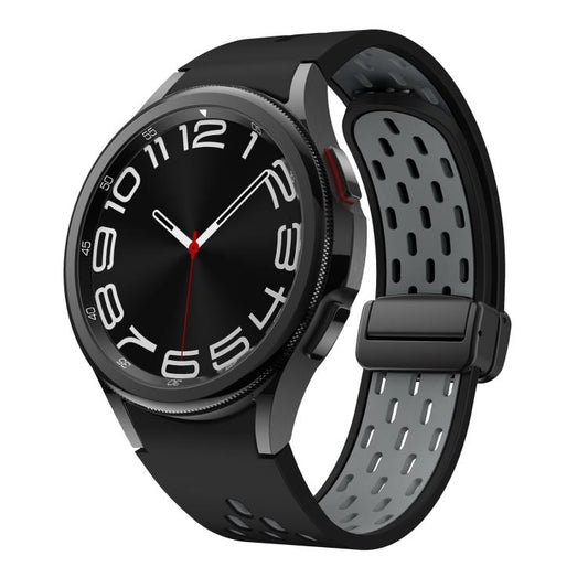 For Samsung Galaxy Watch 4 / 5 / 6 Kalebol Two-color Mesh Magnetic Black Buckle Silicone Strap(Black Grey) by Kalebol
