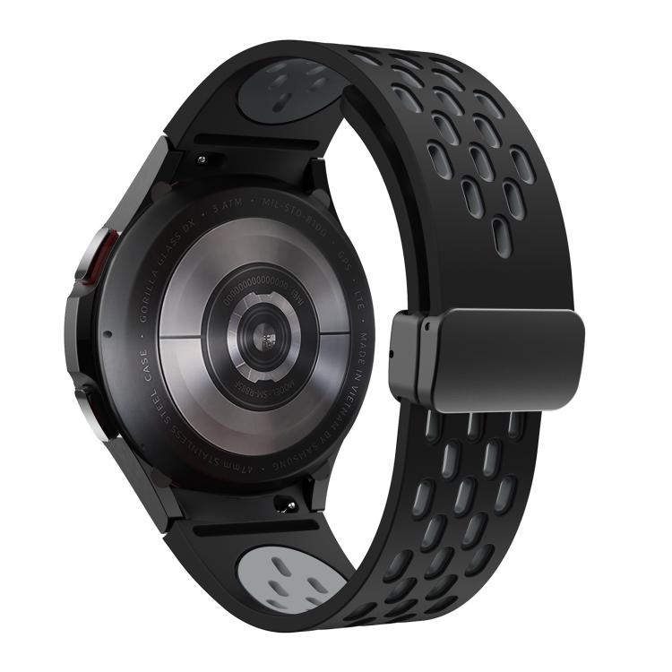 For Samsung Galaxy Watch 4 / 5 / 6 Kalebol Two-color Mesh Magnetic Black Buckle Silicone Strap(Black Grey) by Kalebol