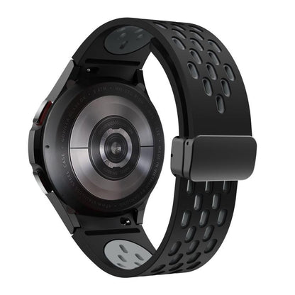 For Samsung Galaxy Watch 4 / 5 / 6 Kalebol Two-color Mesh Magnetic Black Buckle Silicone Strap(Black Grey) by Kalebol