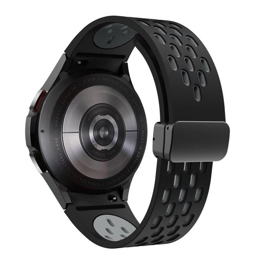 For Samsung Galaxy Watch 4 / 5 / 6 Kalebol Two-color Mesh Magnetic Black Buckle Silicone Strap(Black Grey) by Kalebol