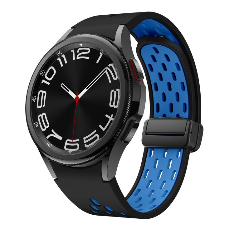 For Samsung Galaxy Watch 4 / 5 / 6 Kalebol Two-color Mesh Magnetic Black Buckle Silicone Strap(Black Sky Blue) by Kalebol
