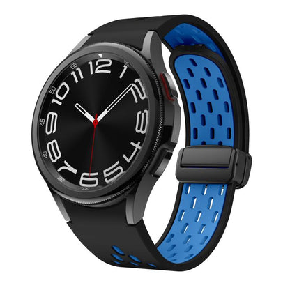 For Samsung Galaxy Watch 4 / 5 / 6 Kalebol Two-color Mesh Magnetic Black Buckle Silicone Strap(Black Sky Blue) by Kalebol