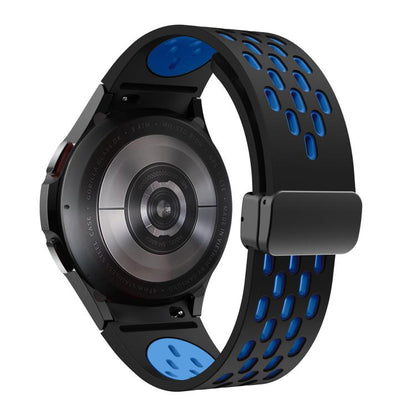For Samsung Galaxy Watch 4 / 5 / 6 Kalebol Two-color Mesh Magnetic Black Buckle Silicone Strap(Black Sky Blue) by Kalebol