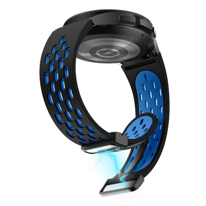 For Samsung Galaxy Watch 4 / 5 / 6 Kalebol Two-color Mesh Magnetic Black Buckle Silicone Strap(Black Sky Blue) by Kalebol