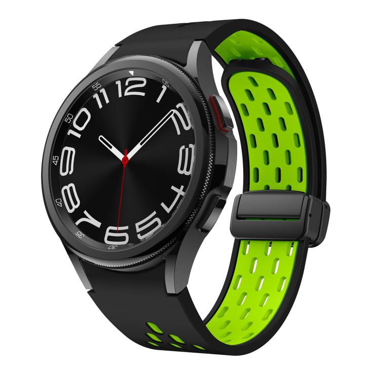 For Samsung Galaxy Watch 4 / 5 / 6 Kalebol Two-color Mesh Magnetic Black Buckle Silicone Strap(Black Fluorescent Green) by Kalebol