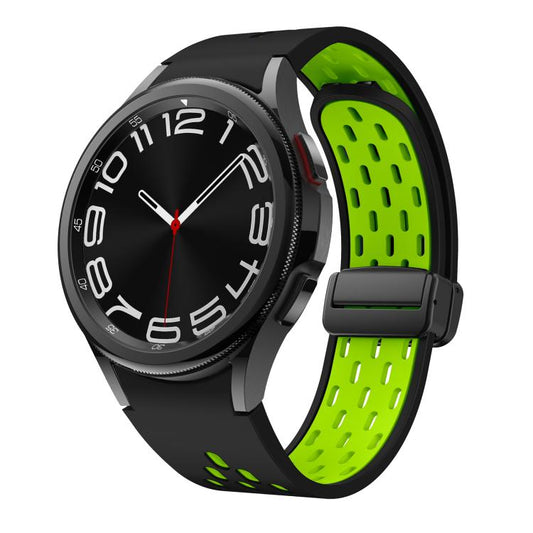 For Samsung Galaxy Watch 4 / 5 / 6 Kalebol Two-color Mesh Magnetic Black Buckle Silicone Strap(Black Fluorescent Green) by Kalebol