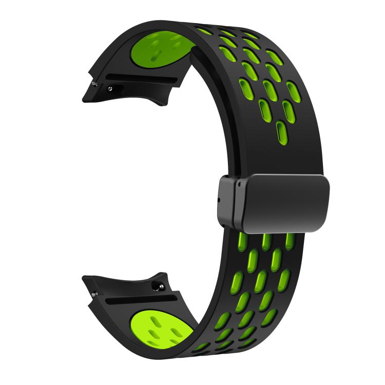 For Samsung Galaxy Watch 4 / 5 / 6 Kalebol Two-color Mesh Magnetic Black Buckle Silicone Strap(Black Fluorescent Green) by Kalebol