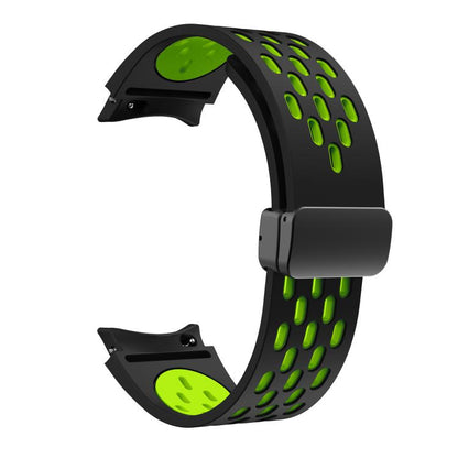 For Samsung Galaxy Watch 4 / 5 / 6 Kalebol Two-color Mesh Magnetic Black Buckle Silicone Strap(Black Fluorescent Green) by Kalebol