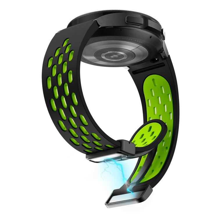 For Samsung Galaxy Watch 4 / 5 / 6 Kalebol Two-color Mesh Magnetic Black Buckle Silicone Strap(Black Fluorescent Green) by Kalebol