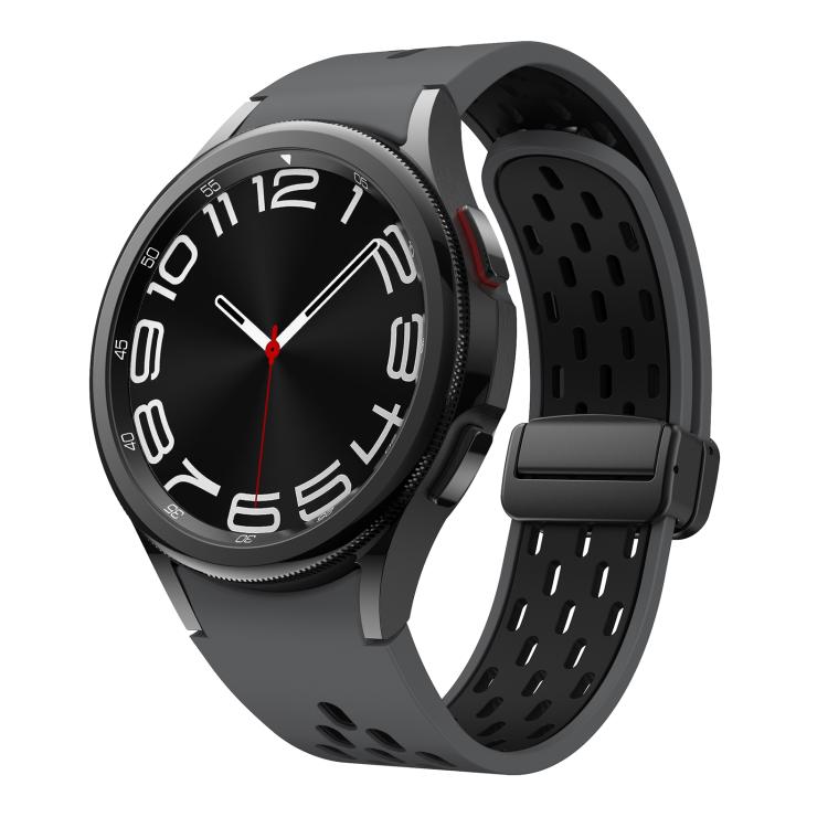 For Samsung Galaxy Watch 4 / 5 / 6 Kalebol Two-color Mesh Magnetic Black Buckle Silicone Strap(Coal Black) by Kalebol