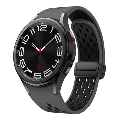 For Samsung Galaxy Watch 4 / 5 / 6 Kalebol Two-color Mesh Magnetic Black Buckle Silicone Strap(Coal Black) by Kalebol