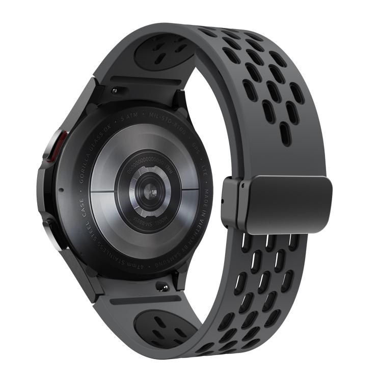 For Samsung Galaxy Watch 4 / 5 / 6 Kalebol Two-color Mesh Magnetic Black Buckle Silicone Strap(Coal Black) by Kalebol