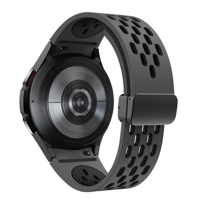 For Samsung Galaxy Watch 4 / 5 / 6 Kalebol Two-color Mesh Magnetic Black Buckle Silicone Strap(Coal Black) by Kalebol