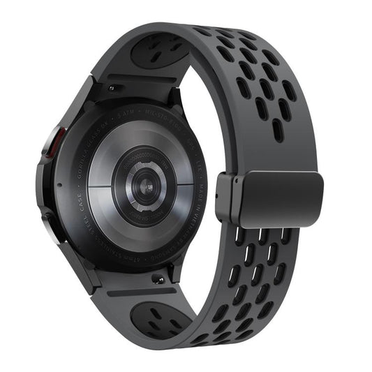 For Samsung Galaxy Watch 4 / 5 / 6 Kalebol Two-color Mesh Magnetic Black Buckle Silicone Strap(Coal Black) by Kalebol