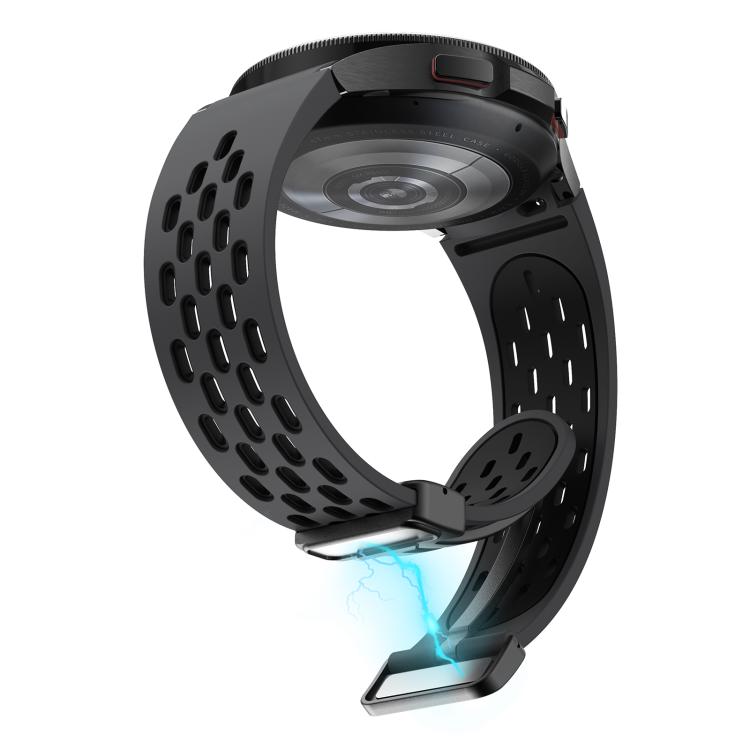 For Samsung Galaxy Watch 4 / 5 / 6 Kalebol Two-color Mesh Magnetic Black Buckle Silicone Strap(Coal Black) by Kalebol