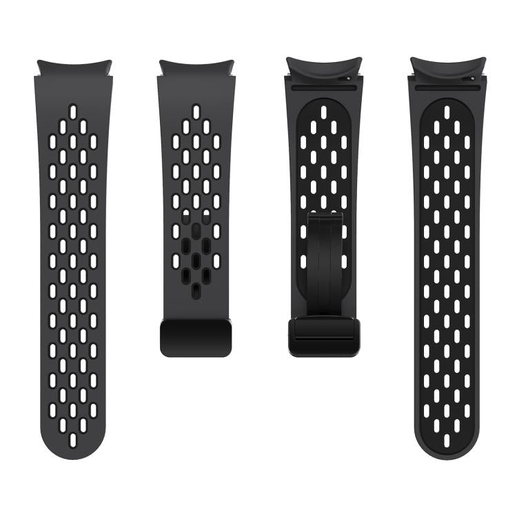 For Samsung Galaxy Watch 4 / 5 / 6 Kalebol Two-color Mesh Magnetic Black Buckle Silicone Strap(Coal Black) by Kalebol