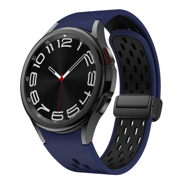 For Samsung Galaxy Watch 4 / 5 / 6 Kalebol Two-color Mesh Magnetic Black Buckle Silicone Strap(Midnight Blue Black) by Kalebol